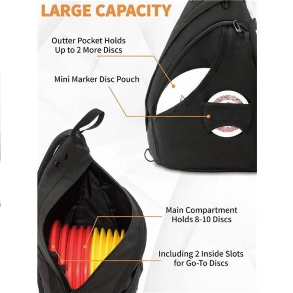 Disc Golf Bag with Retriever Holder and Storage Pockets, Disc Golf Backpack